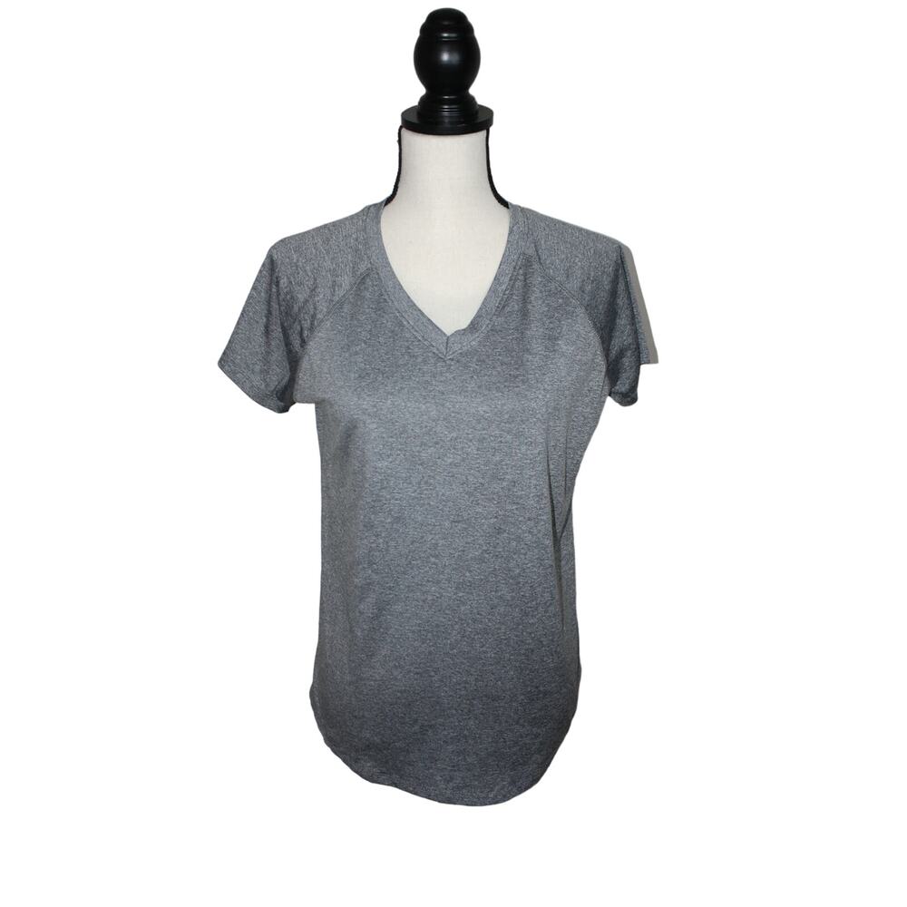 Beverly Hills‎ PoloClub Women's Large Gray Short Sleeve Activewear Shirt Stretch